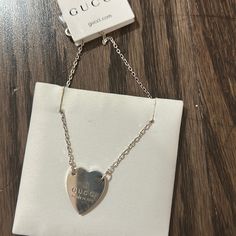 Please See The Pictures For Details Gucci Silver Heart Necklace, Gold Diamond Heart Necklace, Petite Necklace, Gucci Jewelry, Heart Necklace Diamond, Silver 925 Necklace, Chain Link Necklace, Link Necklace, Heart Pendant Necklace