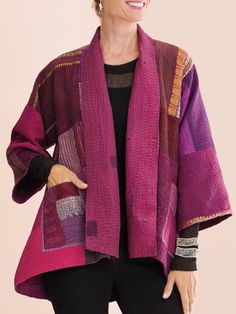 Purple Cotton Simple Coats is fashionable and cheap, come to Noracora to find out about the Clothing Quilted Coat Pattern, Quilted Jacket Pattern, Cardigan Purple, Quilted Clothes, High Fashion Outfits, Long Sleeve Outerwear, Long Blazer