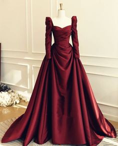 Rich People Clothes, 18th Birthday Gown, Princess Style Dress, Puffy Dress, Designs Dress, Burgundy Prom, Gowns Dresses Elegant, Christmas Dresses, Modest Dresses Casual