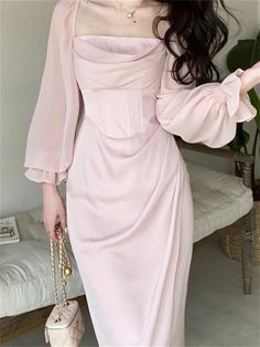 Gaun Koktail, Midi Dress Chic, Fairy Dresses, Street Dress, Women Bodycon Dress, Ruffles Fashion, Korean Dress, Dress Spring, Hip Dress