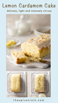 the recipe for lemon cardamom cake is shown