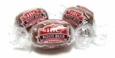 three root beer cookies wrapped in plastic wrappers