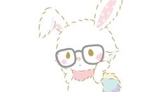 a drawing of a bunny wearing glasses