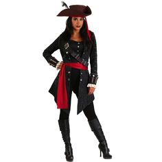 a woman in a pirate costume posing for the camera