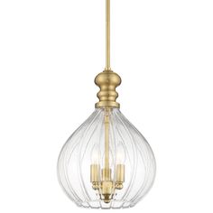 Take stylish decor in chic, appealing direction with this three-light cluster mini pendant. A soft gold finish accents the pendant. Designed with a curvy shade, fluted clear glass is an understated but dimensional, textured look. Accent a kitchen or bring beauty to a living area. Glass And Gold Pendant Light, Gold And Glass Pendant Lights, Small Gold Pendant Light, Frosted Pendant Light, Gold Crystal Pendant Light, Lowes Mini Pendant Light Brushed Gold, Tiffany Pendant Light, Living Room Lighting Tips, Closet Design Layout