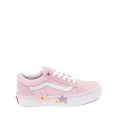 Vans Old Skool Flower Skate - Little Kid - Pink / True White | Journeys Kidz Trendy Floral Print Sneakers For Spring, Trendy School Sneakers For Spring, Low-top Sneakers For School In Spring, Spring School Low-top Sneakers, Spring Low-top Sneakers For School, Floral Print Sneakers For Spring Streetwear, Spring Floral Print Sneakers For Streetwear, Casual Sneakers For School In Spring, Casual School Sneakers For Spring