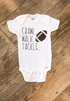 Casual Onesie With Letter Print For Game Day, White Short Sleeve Onesie For Game Day, Sage Clothes, Auntie Life, Tackle Football, Football Onesie, Football Outfit, Football Family, Football Apparel