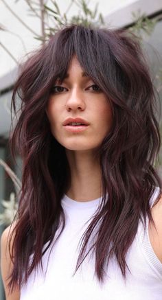 Grunge Haircut, Long Shag Hairstyles, Long Shag Haircut, Long Shag, Romantic Hairstyles, Shag Hairstyles, Burgundy Hair, Shag Haircut, Haircut Ideas