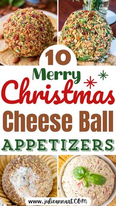 christmas cheese ball appetizers with text overlay