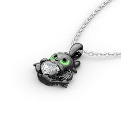 Playful, inquisitive and intelligent, this fictional dragon is indisputably special. Beautifully handcrafted in sterling silver, this necklace in Hug Me® collection features a brilliant heart cut stone hugged by a dragon, which is designed to be so lovely and super-cute. His 3D wings, ears and bright green eyes are captured in amazing detail as he on your neck. You will find more adorable and creative designs in our Hug Me® collection.Carat Weight: 1.4 ctStone Size: 6*6 mmStone Type: Jeulia® Sto 3d Wings, Dragon Heart, Amethyst Purple, Black Necklace, A Dragon, Hug Me, Necklace Online, Sterling Silver Necklace Pendants, Stone Heart