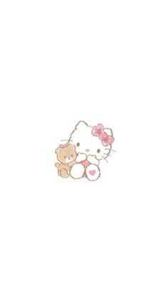 a hello kitty wallpaper with sunglasses and a teddy bear on it's face