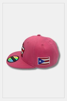 Puerto Rico Caps Exclusive Design Caps PR Pink Hip Hop Flat Bill Baseball Cap For Baseball Season, Multicolor Baseball Cap For Streetwear, Multicolor Visor Baseball Cap For Streetwear, Hip Hop Curved Bill Snapback For Baseball Season, Hip Hop Style Snapback Hat For Baseball Season, Hip Hop Snapback Visor Hat, Multicolor Snapback Baseball Cap For Sports, Sports Event Fitted Hat With Flat Brim, Pink Baseball Cap With Flat Bill