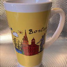 there is a coffee cup with boston on it