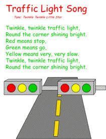 the traffic light song is written in green and red lights, along with instructions for how to use it