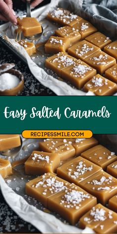 easy salted caramels recipe with text overlay