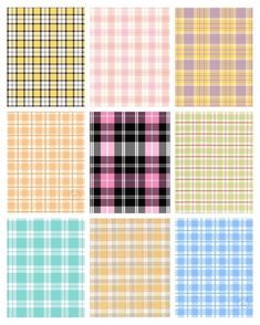 six different plaid patterns in pastel colors