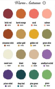 the color chart for warm autumn