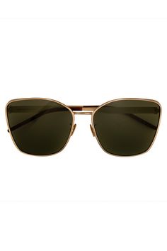 SAINT LAURENT-Oversize Sunglasses-MATTGOLD Sunglasses Saint Laurent, Metal Choker Necklace, Oversize Sunglasses, Metal Choker, Green Metal, Chunky Jewelry, Shades Sunglasses, Work Jewelry, Scarf Headband