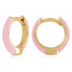 two pairs of pink and gold hoop earrings