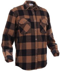 Flannel Shirt Extra Heavyweight Brawny Buffalo Plaid Long Sleeve Rothco 4739 | eBay Long Sleeve Hunting Tops For Fall, Long Sleeve Tops For Hunting In Fall, Brown Tops With Button Closure For Outdoor, Buffalo Plaid Flannel, Plaid Flannel Shirt, Plaid Flannel, Buffalo Plaid, Shirt White, Flannel Shirt