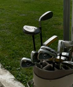 several different types of golf clubs in a bag