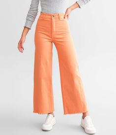 Billabong Free Fall Wide Leg Stretch Pant - Orange 26/29, Women's Orangekiss High rise Slim through the hip Inseam measures 28 Rise measures 12 1/4 22 bottom opening Frayed hem details. This quality denim is hand-finished for a unique look. It will wear like your favorite jeans, with each hole and tear continuing to destruct over time. You will love the comfort of this denim that has the look and feel of years of wear. . 98% Cotton 2% Elastane. Machine wash cold separately. Do not bleach. Tumble Orange Wide Leg Jeans, Orange Zara Jeans, Wide Leg Colored Jeans, Summer Pants 2024, Women’s Pants, Orange Jeans Outfit, Nuetral Pallete Outfits, Teacher Pants, Colorful Jeans