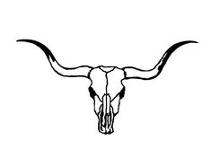 the longhorn skull is drawn in black and white