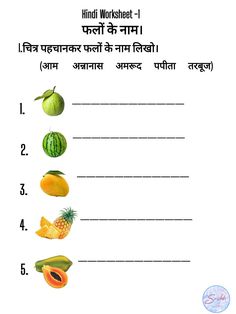 fruit worksheet in english with pictures