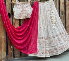 White Lehenga Choli, Engagement Lehenga, Mirror Work Lehenga, Embroidery Mirror, Lehenga Choli For Women, Choli For Women, Choli Dress, White Lehenga