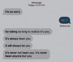 two texts are shown with the same message in each one's speech bubble, which reads i'm so sorry for taking long to real life it's you