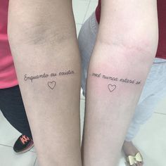 two people with matching tattoos on their arms that say, enquadores are easier