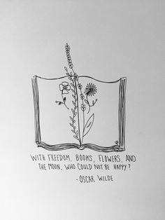 an open book with flowers and the words oscar wilde written in black ink on it