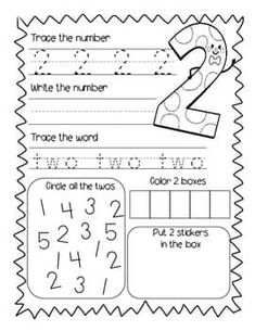 a printable worksheet for the number two with numbers and letters on it