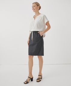 Women's Storm Daily Twill Skirt 2XL. Super soft organic women's Daily Twill Skirt from Wear PACT. Fair Trade Factory. GOTS Certified Organic Cotton Versatile Cotton Skirt With Relaxed Fit, Casual Skirt With Elastic Waistband For Work, Relaxed Fit Skirt With Elastic Waistband For Workwear, Workwear Skirt With Elastic Waistband And Relaxed Fit, Casual Relaxed Pencil Skirt For Workwear, Casual Cotton Pencil Skirt For Work, Versatile Relaxed Fit Cotton Skirt, Versatile Relaxed Fit Skirt For Workwear, Versatile Cotton Skirt