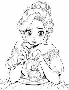 the princess eating cupcakes with her fork