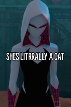 a cartoon character with the words she's literally a cat on her chest and head