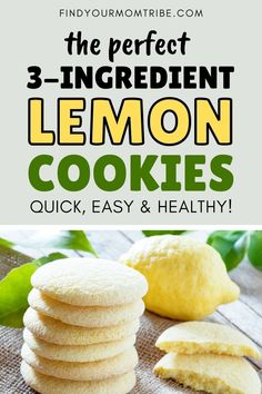 With just 3 ingredients, these lemon cookies are easy to bake and you probably have everything you need in your pantry! They're also gluten free, paleo, clean eating, dairy free, egg free, and refined sugar free. Gluten Free Lemon Cookies, Fruit Biscuits, Lemon Cookies Easy, Egg Free Desserts, Egg Free Cookies, Sugar Free Snacks, Lemon Cookies Recipes, Dessert Vegan, Dairy Free Cookies