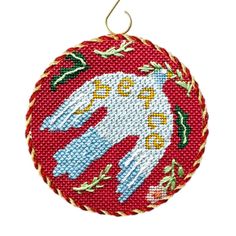 Peace Dove needlepoint Christmas ornament kit Funny Needlepoint, Modern Needlepoint, Dog Needlepoint, Needlepoint Projects, Christmas Needlepoint, Needlepoint Christmas Ornaments, Dove Ornaments, Needlepoint Ornaments, Love And Peace