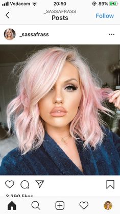 Pink Haircut, Jessica Lee, Hair Color Rose Gold, Hair Color Formulas, Beautiful Hair Color, Hairdos For Curly Hair, Beauty Hair Makeup