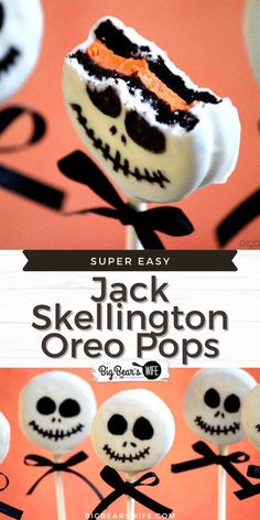 jack skellingington oreo pops are decorated with skulls