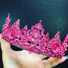 Pink crown with light rose crystals. Light weight and comfortable to wear. Love this! Rainbow Crown, Pink Tractor, Imvu Outfits Ideas Cute, Pink Crown, Chest Piece, Pink Rainbow, Rose Lights, Lifestyle Shop, Vintage Boho