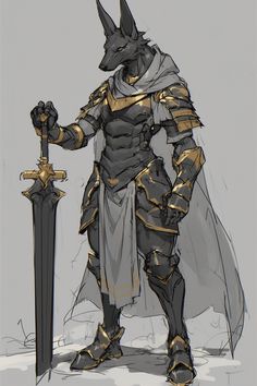 Anubis Concept Art, Anubis Armor, Dnd King, Character Outfit Inspiration, Anubis Fanart, Anubis Warrior, Anubis Drawing, Anubis Art, Alien Character