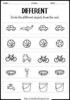 different types of objects that can be found in this worksheet