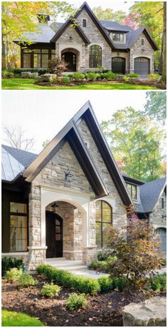 two pictures of the same house with different windows