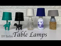 a table lamp with different types of lamps on it and the words diy table lamps