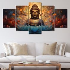 Buddha's Radiant Harmony - NicheCanvas Buddha Oil Painting, Buddha Wall Painting, Buddha Wallpaper, English Poems, Buddha Artwork, Art Meditation, Buddha Wall Art, Zen Wall Art, Artist Collective