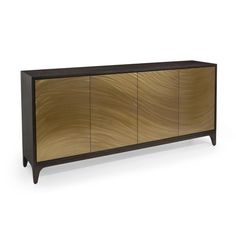 the sideboard is made out of wood and metal