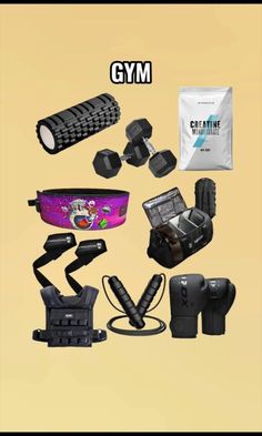 the contents of a camera and accessories are shown in an image with text that reads gym