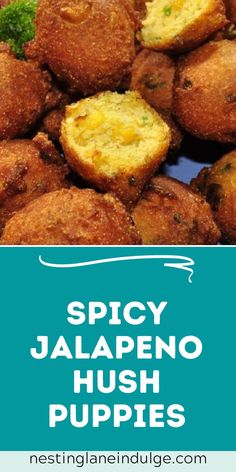 Spicy Jalapeno Hush Puppies recipe graphic. Crab Hush Puppies Recipe, Hush Puppies Recipe With Corn, Jalapeno Hush Puppies, Homemade Hushpuppies, Easy Hush Puppy Recipe, Hush Puppies Recipe, Classic Southern, Seafood Dinner