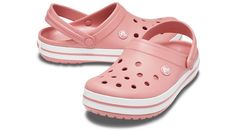 Vintage style and classic Crocs comfort. Our lightweight Crocband  clog is built with signature Croslite  material for a form-to-foot fit and heel straps that swing back for a snug fit and forward or wear as a clog.    Crocs trade  Crocband trade  Details:    Bold midsole stripe for a sporty look.  Odor-resistant, easy to clean, and quick to dry.  Ventilation ports for enhanced breathability.  Lightweight, non-marking soles.  Water-friendly and buoyant  weighs only ounces.  Fully molded Croslite Spring Sports Synthetic Clogs, Synthetic Clogs For Spring Sports, Spring Sports Clogs With Synthetic Material, Non-slip Sports Clogs For Spring, Casual Pink Slip-resistant Sandals, Spring Sporty Closed Toe Clogs, Sporty Non-slip Clogs For Spring, Sporty Clogs With Arch Support, Sporty Closed Toe Clogs For Spring